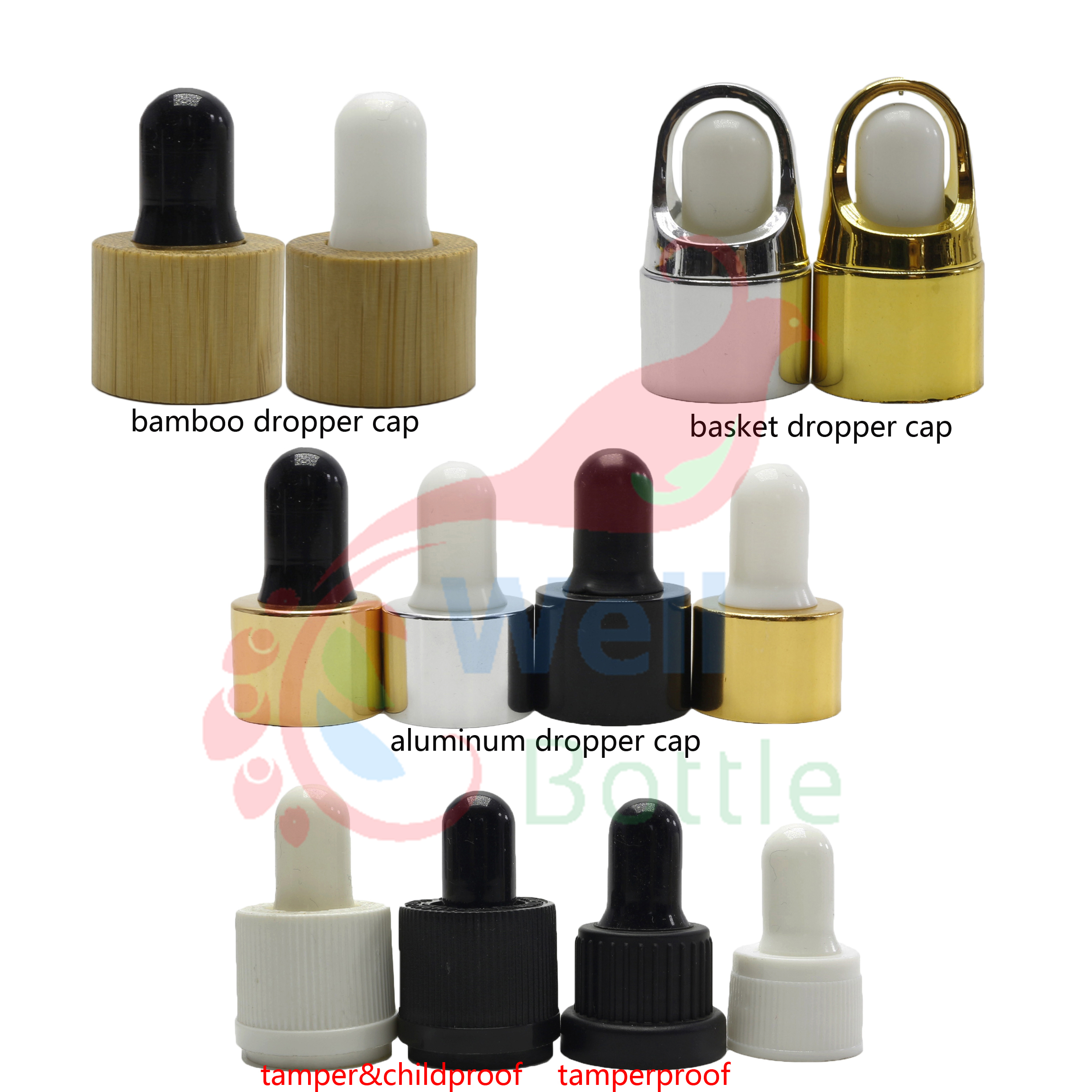 Wholesale 5ml 10ml 15ml 20ml 30ml 50ml 100ml clear amber essential oil glass dropper bottle bamboo cap with paper tube GB334E