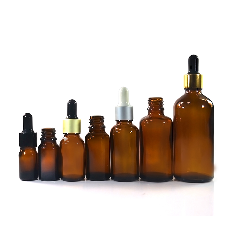 Wholesale 5ml 10ml 15ml 20ml 30ml 50ml 100ml clear amber essential oil glass dropper bottle with paper tube