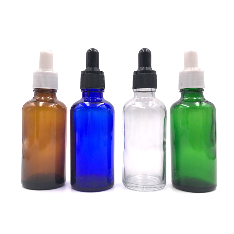 Wholesale 5ml 10ml 15ml 20ml 30ml 50ml 100ml gloss black essential oil serum glass round dropper bottle with black aluminum cap