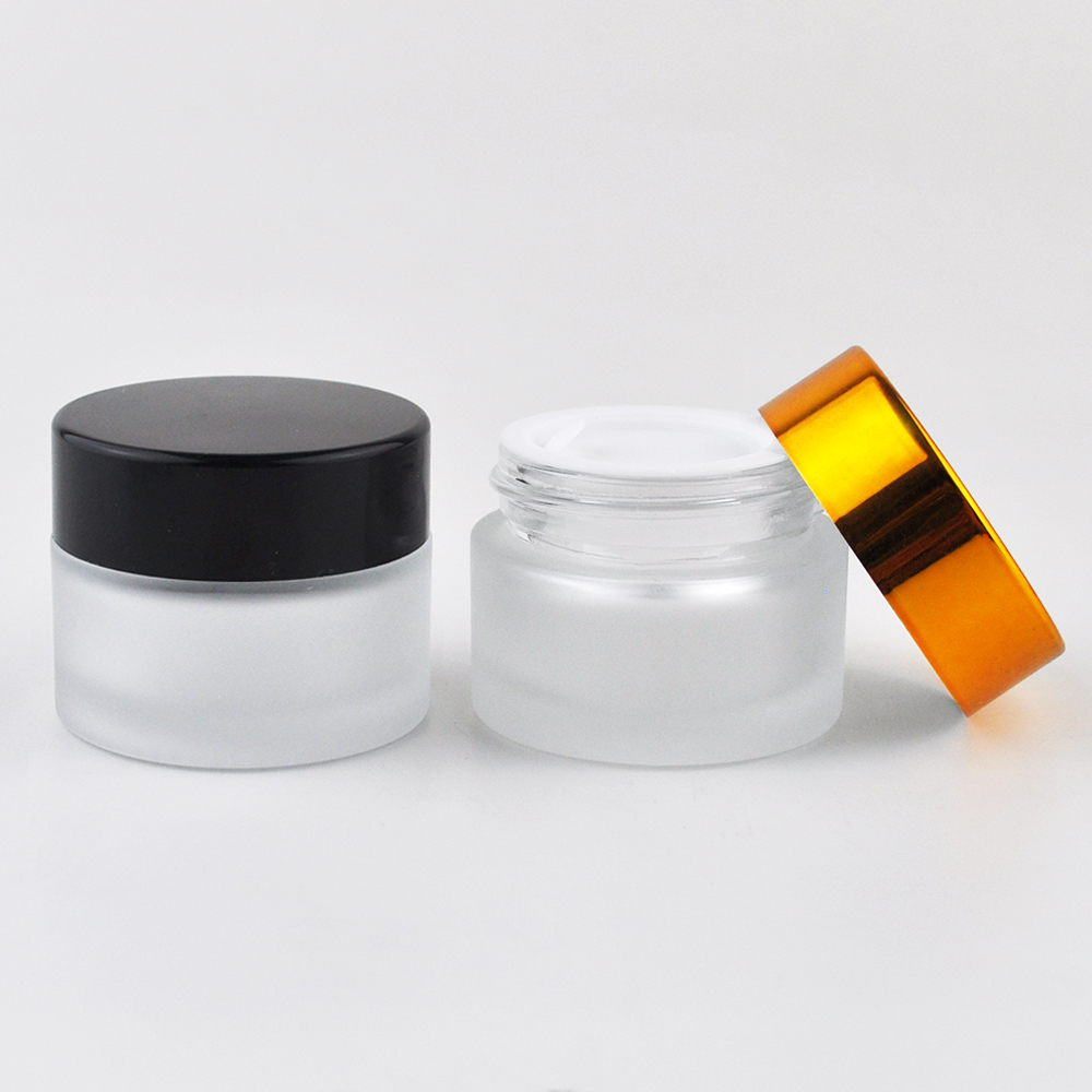 Wholesale 5ml 10ml 15ml 20ml 30ml 50ml 60ml 100ml empty small glass cosmetic containers cream jar with plastic lid