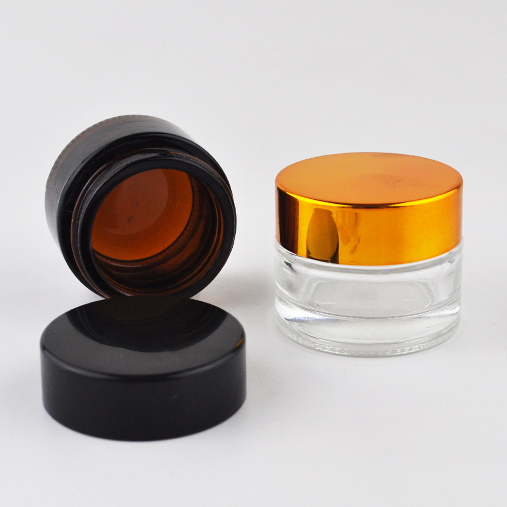 Wholesale 5ml 10ml 15ml 20ml 30ml 50ml 60ml 100ml empty small glass cosmetic containers cream jar with plastic lid