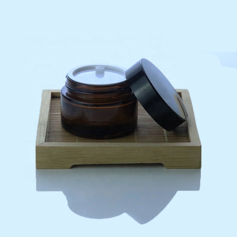 Wholesale 5ml 10ml 15ml 20ml 30ml 50ml Dark Amber Cosmetic Glass Cream Jars with Black Screw Cap (GJM10)