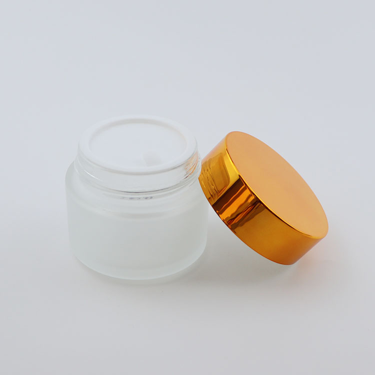 Wholesale 5ml 10ml 15ml 30ml 50ml 100ml skin care jar 5g 10g 15g 20g 30g 50g 100g glass jar frosted glass cosmetic jars gold lid
