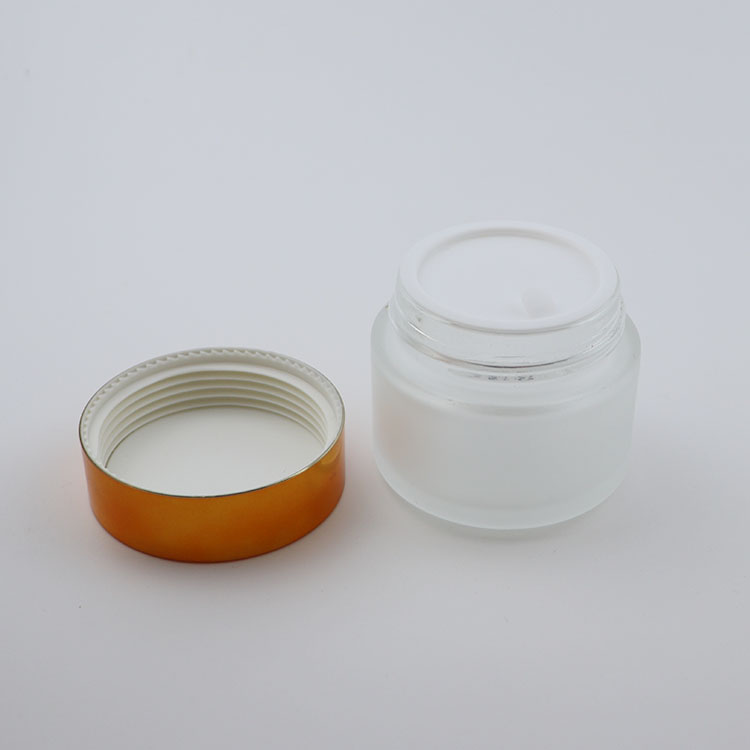 Wholesale 5ml 10ml 15ml 30ml 50ml 100ml skin care jar 5g 10g 15g 20g 30g 50g 100g glass jar frosted glass cosmetic jars gold lid
