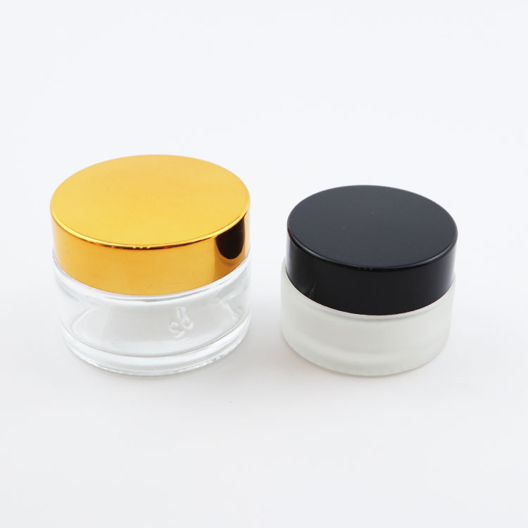 Wholesale 5ml 10ml 15ml 30ml 50ml 100ml skin care jar 5g 10g 15g 20g 30g 50g 100g glass jar frosted glass cosmetic jars gold lid