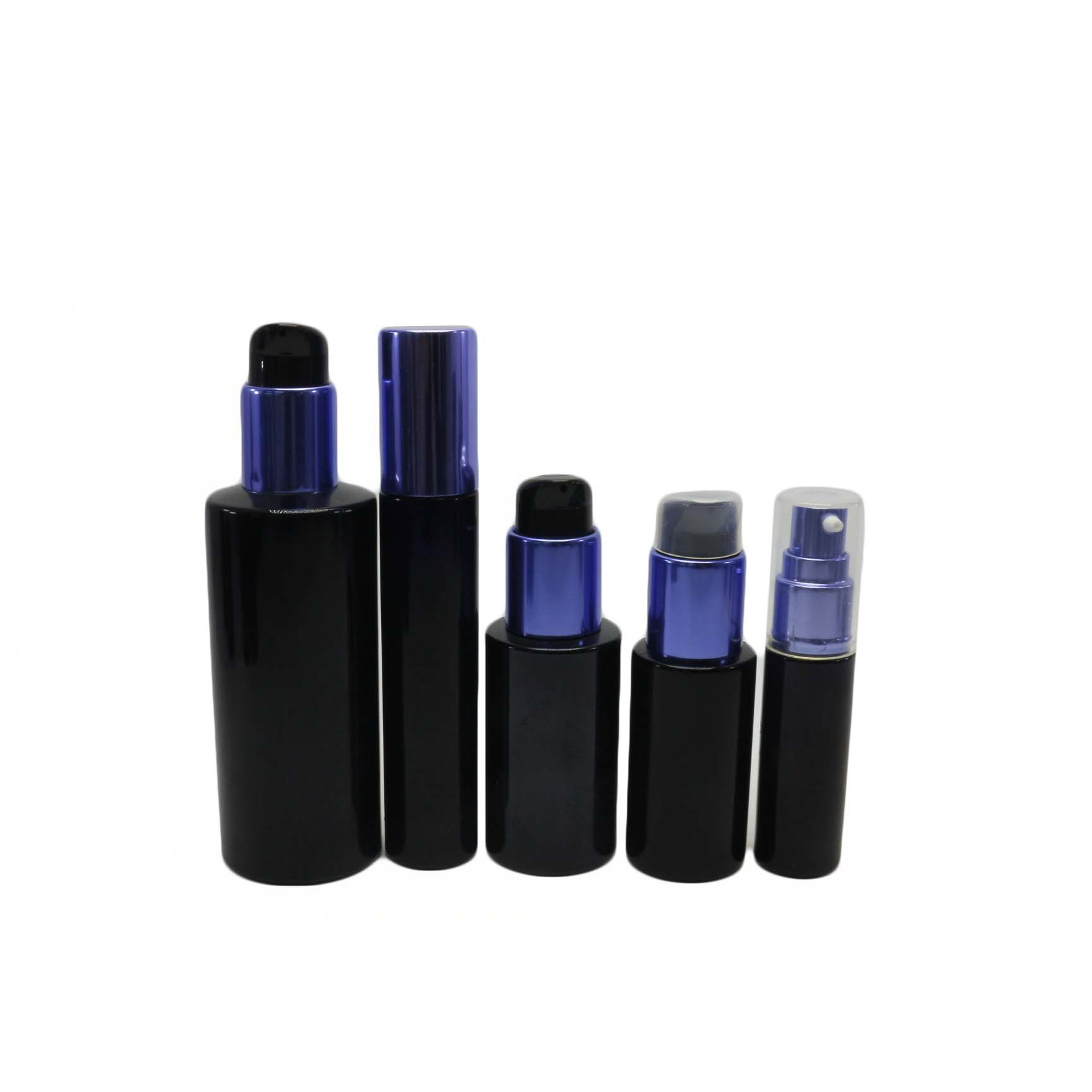 Wholesale 5ml 10ml 15ml 30ml 50ml 60ml 100ml 120ml 180ml 200ml uv dark violet glass cosmetic oil bottles VJ-CC01