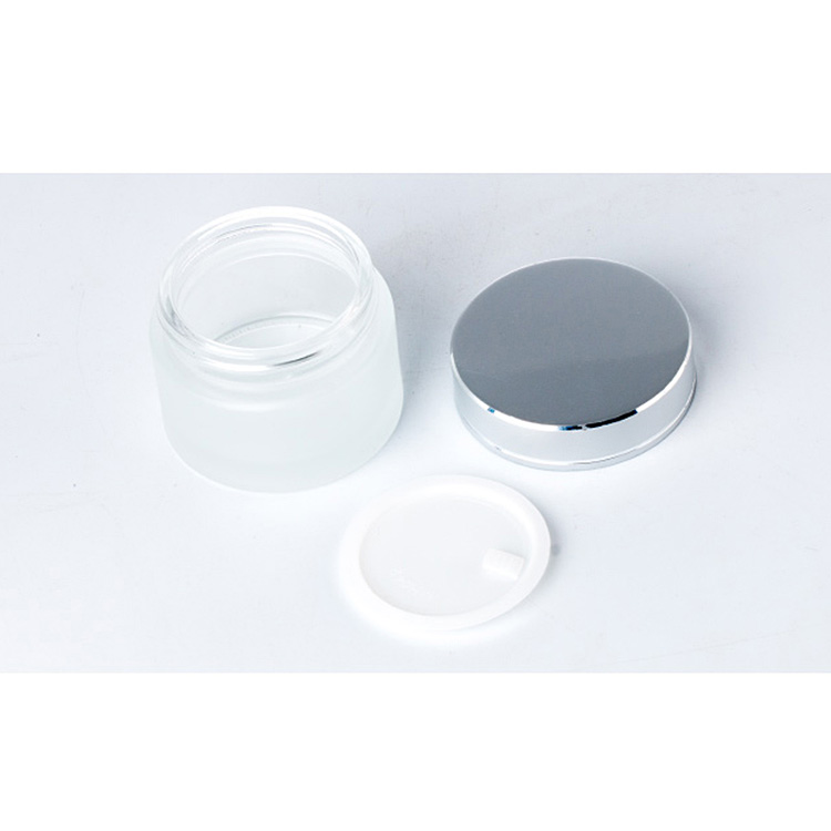 Wholesale 5ml 10ml 15ml 30ml 50ml Refillable Frosted Glass Cosmetic Cream Jar Container with Silver Alumite Lids