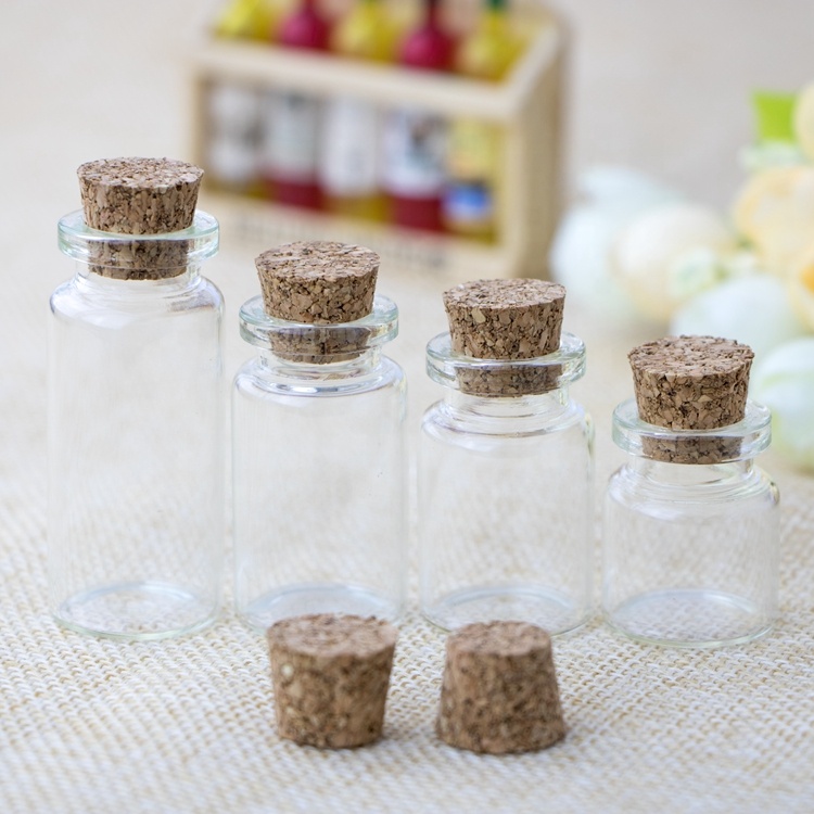 Wholesale 5ml 10ml 15ml glass wishing bottles message bottles with cork stoppers