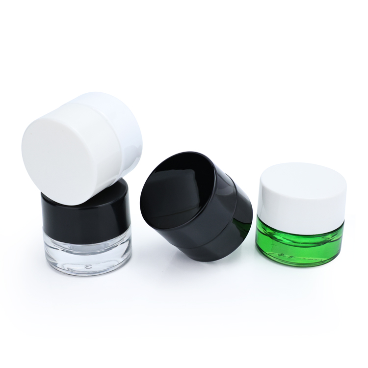 Wholesale 5ml 5g empty mini wax extracts empty cbd oil containers small glass concentrate jars with child safe cap