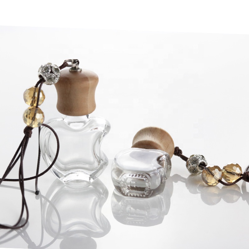 Wholesale 5ml Apple Shaped Air Freshener Diffuser Empty Bottle Wooden Hanging Cap Car Perfume Bottle (CG14)