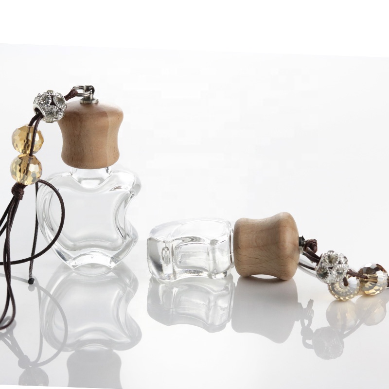 Wholesale 5ml Apple Shaped Air Freshener Diffuser Empty Bottle Wooden Hanging Cap Car Perfume Bottle (CG14)