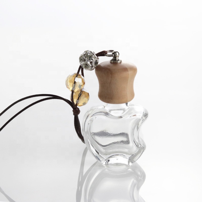 Wholesale 5ml Apple Shaped Air Freshener Diffuser Empty Bottle Wooden Hanging Cap Car Perfume Bottle (CG14)