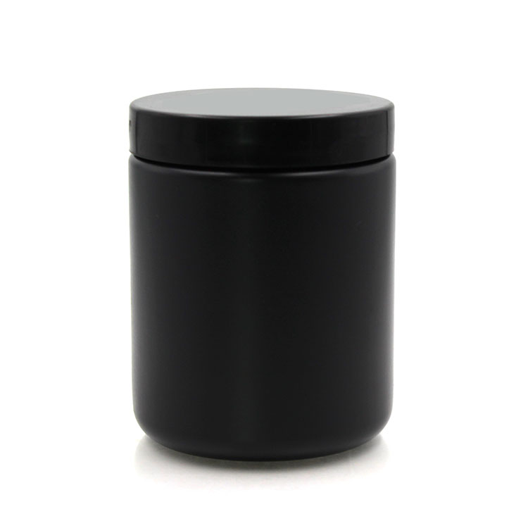 Wholesale 600ML Cylinder Round HDPE Black Plastic Jar For Hair Products
