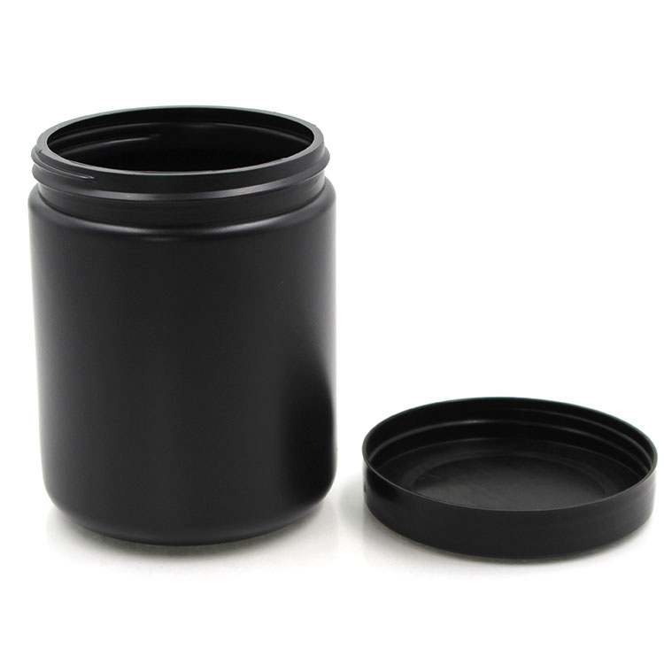 Wholesale 600ML Cylinder Round HDPE Black Plastic Jar For Hair Products