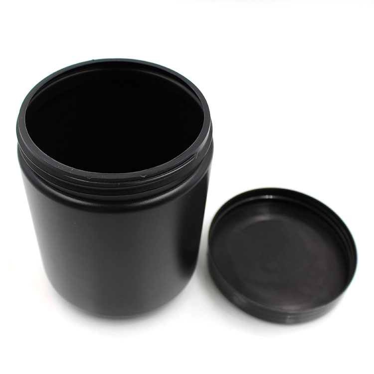 Wholesale 600ML Cylinder Round HDPE Black Plastic Jar For Hair Products