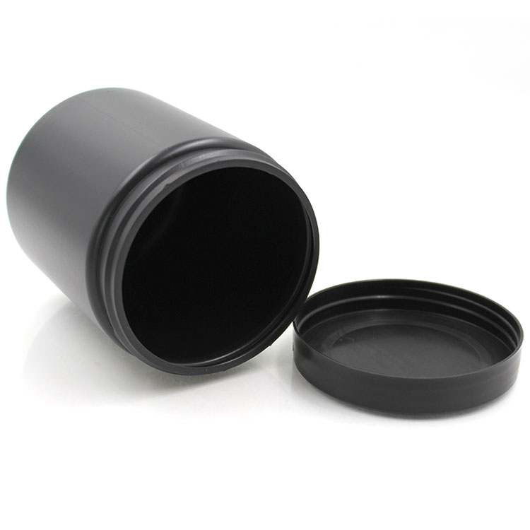 Wholesale 600ML Cylinder Round HDPE Black Plastic Jar For Hair Products