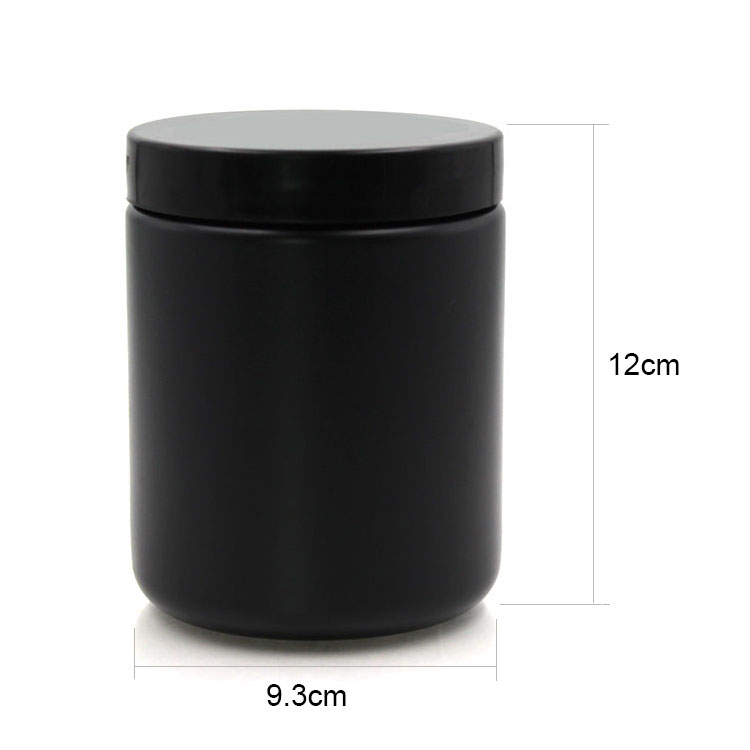 Wholesale 600ML Cylinder Round HDPE Black Plastic Jar For Hair Products