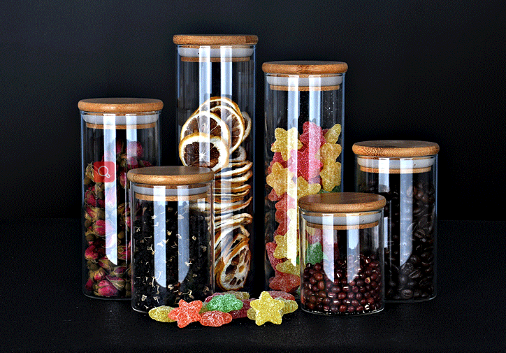 Wholesale 600ml 650ml 700ml 750ml Spice Jars with Wood Airtight Lids 6oz Small Food Storage Containers for Home Kitchen