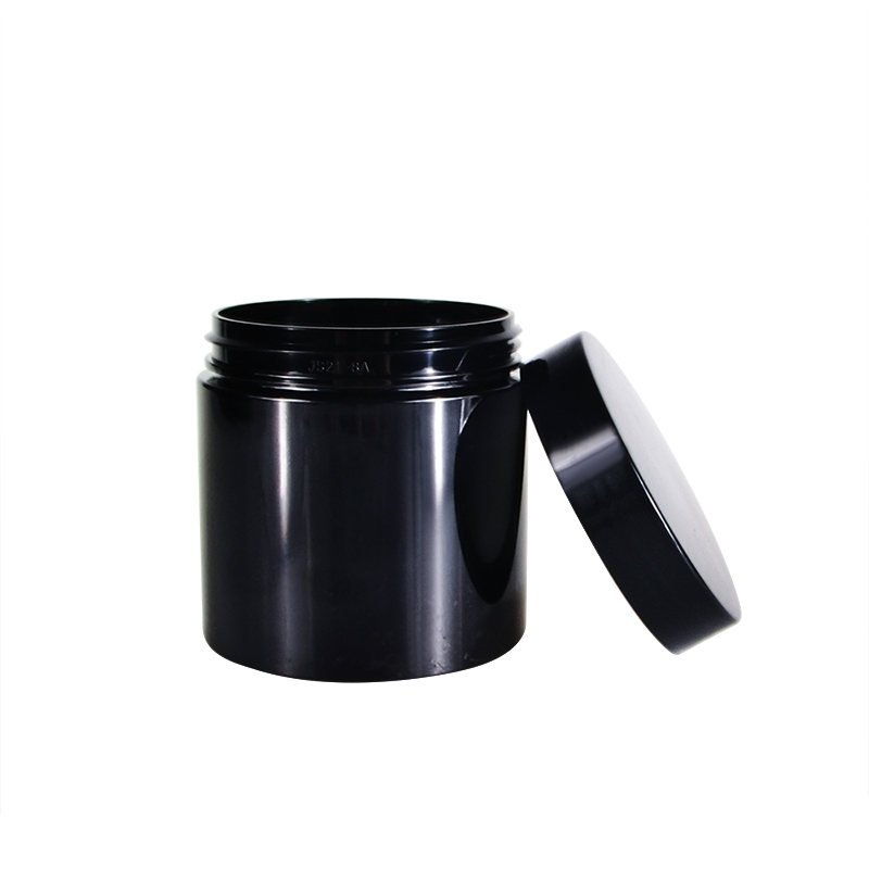 Wholesale 60ml 80ml 100ml 150ml 200ml 250ml 500ml BLACK PET plastic cosmetic cream jar with black lid