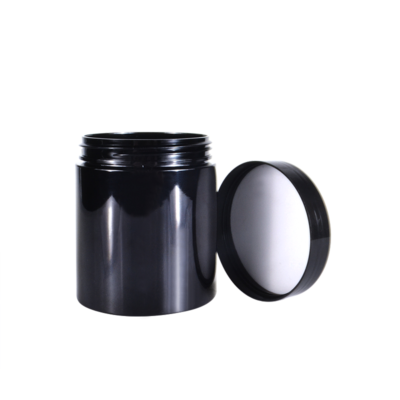 Wholesale 60ml 80ml 100ml 150ml 200ml 250ml 500ml BLACK PET plastic cosmetic cream jar with black lid