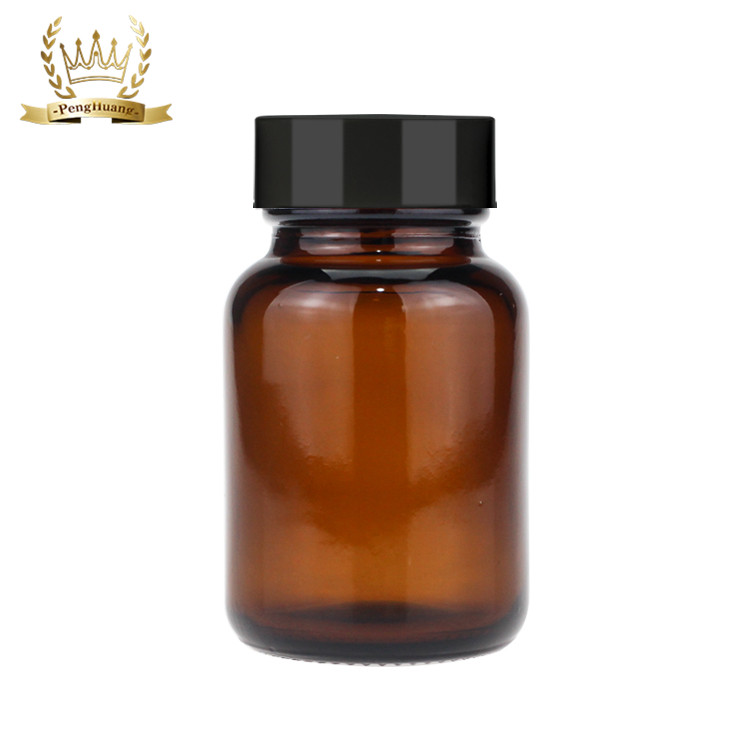 Wholesale 60ml Amber Vitamin Medicine Wide Mouth Glass Bottle for Tablet Pill Capsule Container