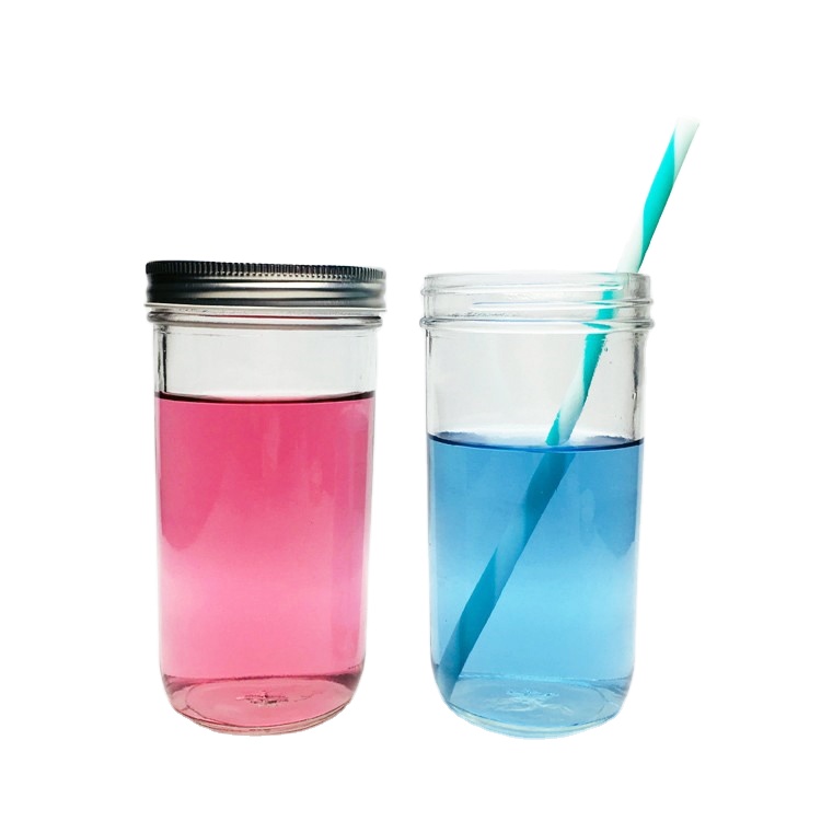 Wholesale 620ml wide mouth clear cylinder glass mason jar with metal lid