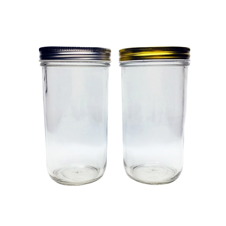 Wholesale 620ml wide mouth clear cylinder glass mason jar with metal lid
