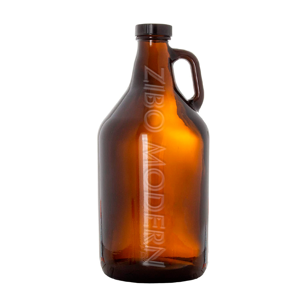 Wholesale 64oz 2L amber beer glass bottle growler with screw cap