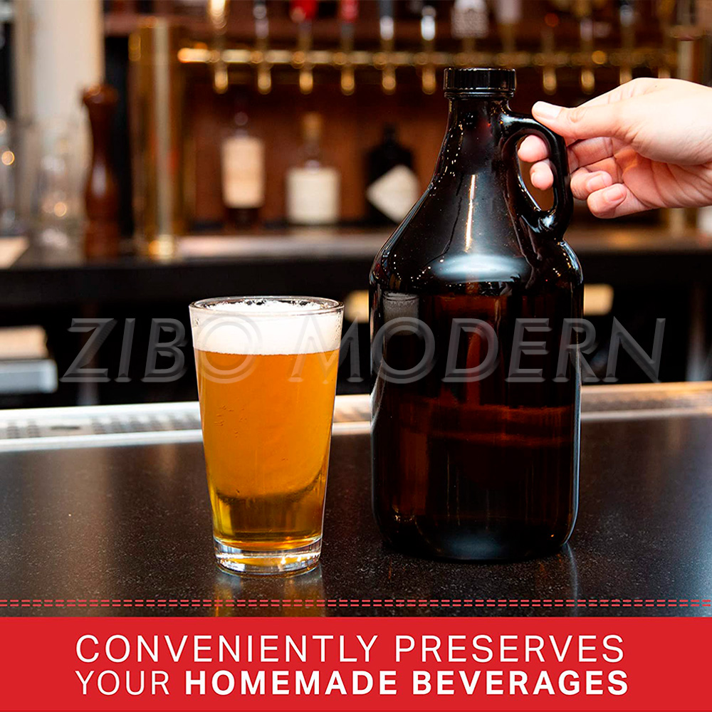 Wholesale 64oz 2L amber beer glass bottle growler with screw cap