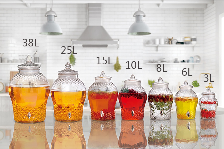 Wholesale 6L Diamond Wine Glass Bottle Storage Glass Jar With Tap