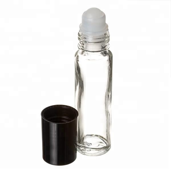 Wholesale 6ml 8ml 10 ml Clear Glass Roller Bottles with Glass Roll On Inserts and Black Caps