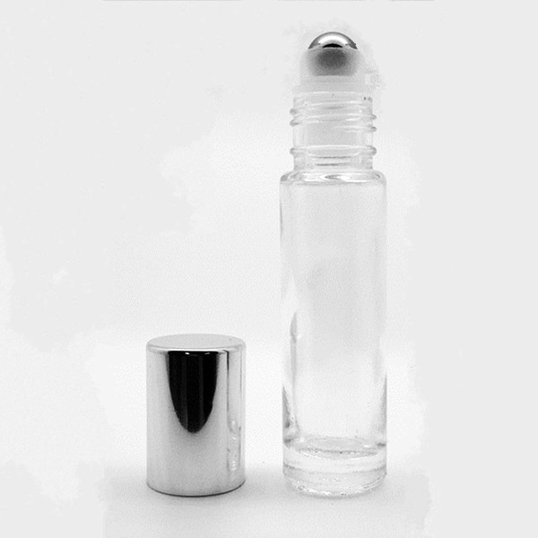 Wholesale 6ml 8ml 10 ml Clear Glass Roller Bottles with Glass Roll On Inserts and Black Caps