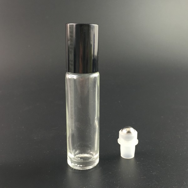 Wholesale 6ml 8ml 10 ml Clear Glass Roller Bottles with Glass Roll On Inserts and Black Caps