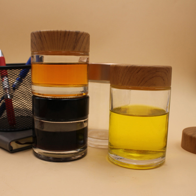 Wholesale 6oz 12oz round jam glass honey jar with wood lid
