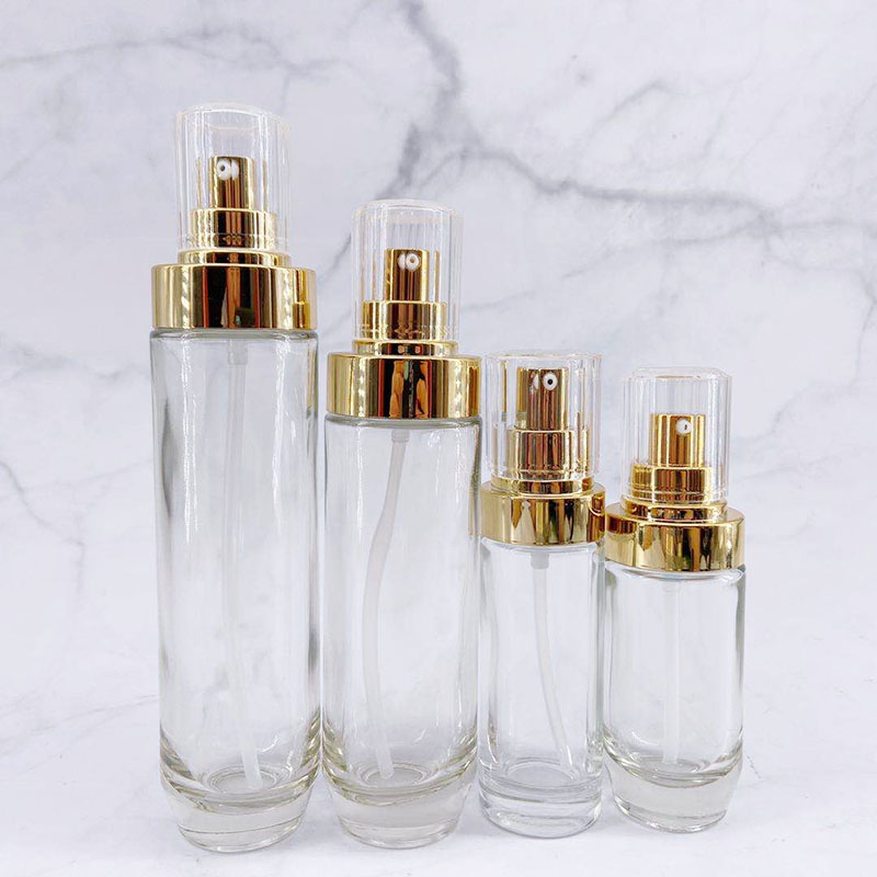 Wholesale 6pcs/set Cosmetic Glass Bottle 30g 100ml Transparent Glass Bottle Cream Jars Empty Cosmetic