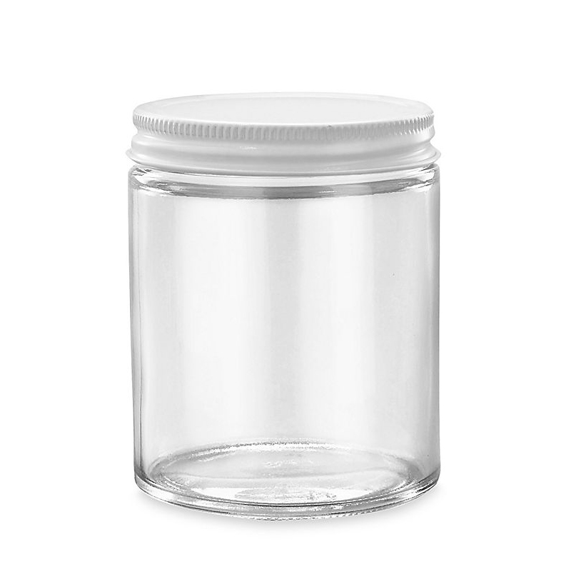Wholesale 70-400 8oz 9oz Wide Mouth Empty White Metal Lid Straight Sided Cosmetic Glass Storage Jar