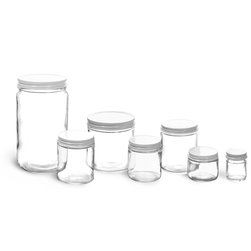 Wholesale 70-400 8oz 9oz Wide Mouth Empty White Metal Lid Straight Sided Cosmetic Glass Storage Jar
