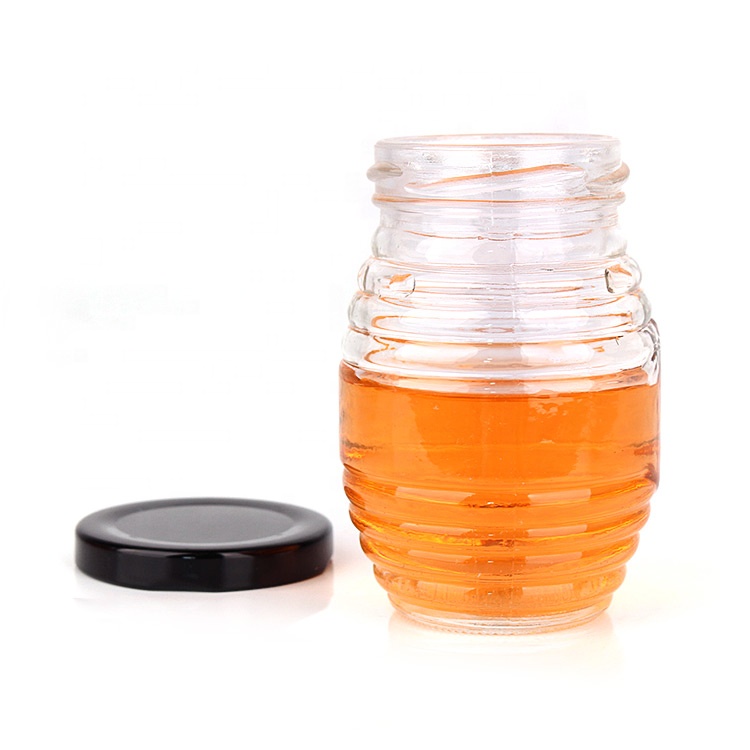 Wholesale 70ml 180ml 380ml 730ml glass honey Jam food jar with metal lid