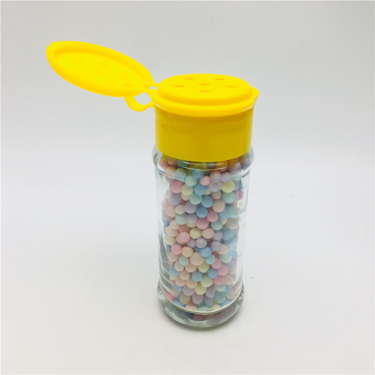 Wholesale 70ml 80ml 100ml round spice shaker stand jar for himalayan salt with colorful lid