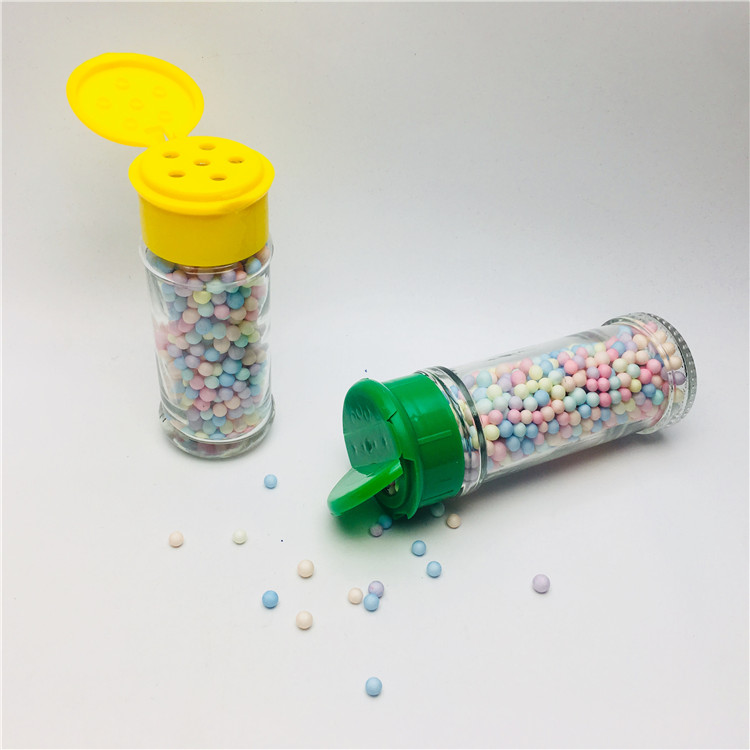 Wholesale 70ml 80ml 100ml round spice shaker stand jar for himalayan salt with colorful lid