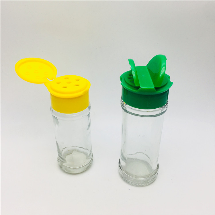 Wholesale 70ml 80ml 100ml round spice shaker stand jar for himalayan salt with colorful lid