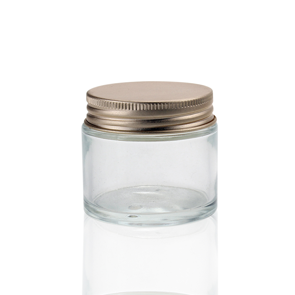 Wholesale 70ml gold aluminum cap clear glass jar horse oil cosmetic cream package