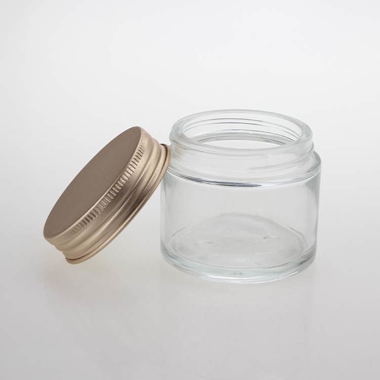 Wholesale 70ml gold aluminum cap clear glass jar horse oil cosmetic cream package