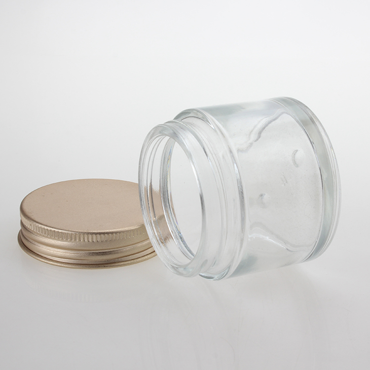 Wholesale 70ml gold aluminum cap clear glass jar horse oil cosmetic cream package