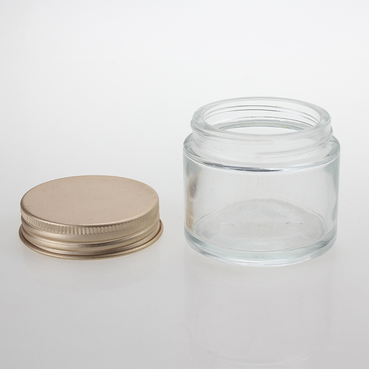 Wholesale 70ml gold aluminum cap clear glass jar horse oil cosmetic cream package