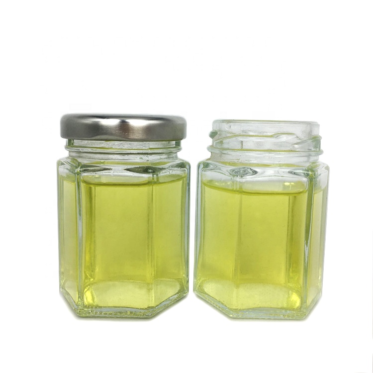 Wholesale 70ml small hexagon glass honey jar jelly jar with lid