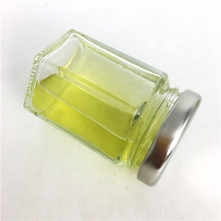 Wholesale 70ml small hexagon glass honey jar jelly jar with lid