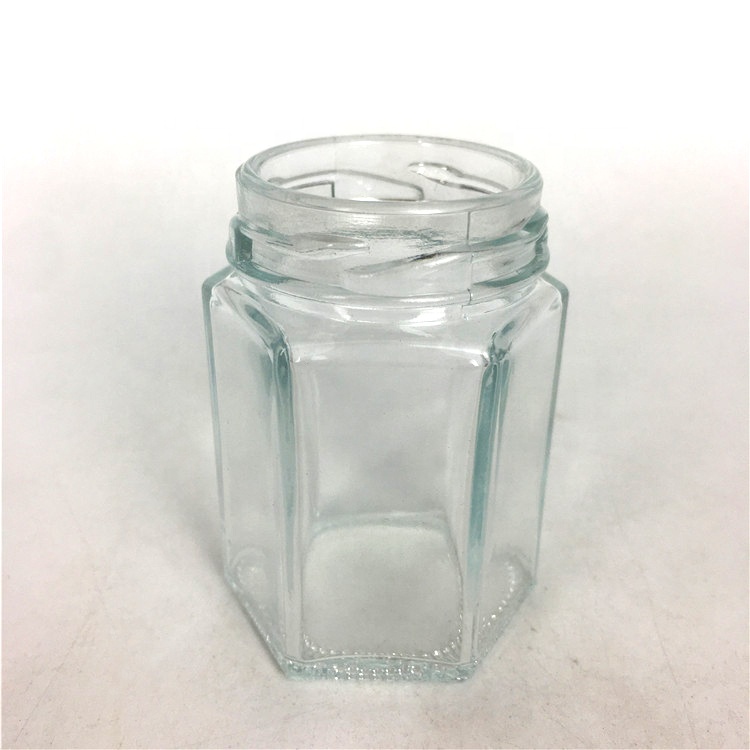 Wholesale 70ml small hexagon glass honey jar jelly jar with lid