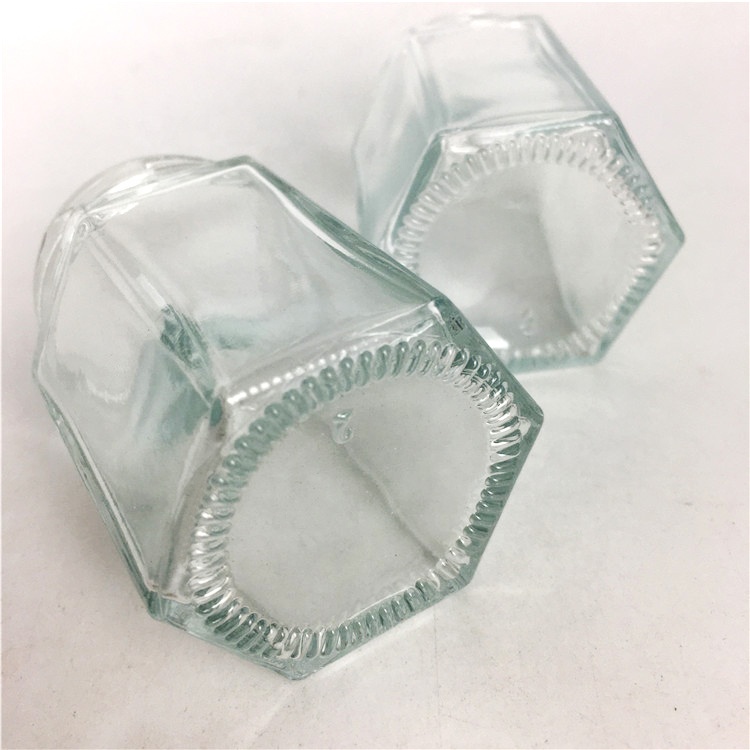 Wholesale 70ml small hexagon glass honey jar jelly jar with lid