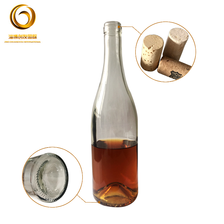 Wholesale 750 ml Burgundy sample size sparkling wine bottle CY-019